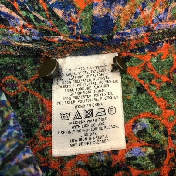 Anthropologie Edme & Esyllte orange floral semi sheer peasant top size 2 - Picture 10 of 13